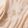 thumbnail image 6 of Qulqfy Scoop Neck Blouse for Women Casual Solid Loose Fit 3/4 Length Sleeve Cotton Linen Flowy Cute Pleat Fall Tops for Women Trendy Yellow L, 6 of 7