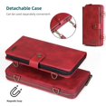 thumbnail image 4 of Funda tipo cartera compatible con iPhone 14 Plus. Funda magnética desmontable con tarjetero, bloqueo RFID, cierre de cremallera, correa cruzada y ranuras para tarjetas. Para iPhone 14 Plus de 6,7, 4 of 8
