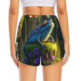 thumbnail image 2 of Lsque Cute Blue Frog Printed Women's Running Shorts with Liner Pockets,Elastic Quick Dry Workout Athletic Gym Yoga Shorts,Womens High Waist Shorts-, 2 of 9