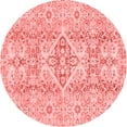 thumbnail image 1 of Ahgly Company Machine Washable Indoor Round Abstract Red Modern Area Rugs, 4' Round, 1 of 1