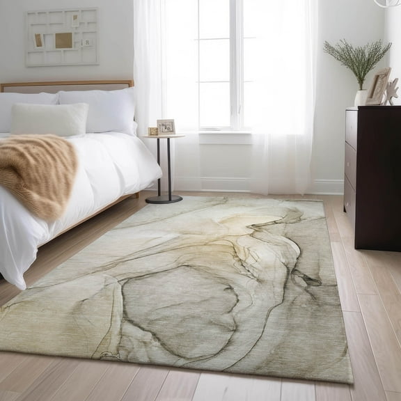 Addison Rugs Mayfield Washable Transitional Watercolors Beige Rectangle Rug, 10' x 14'