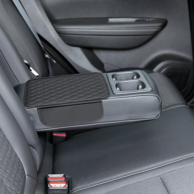 Leodye 1PCS Coussin de Boîte d'Accoudoir de Voiture Sac de Rangement Multifonction, Housse d'Accoudoir de Voiture en Cuir Coussin, Protecteur d'Accoudoir Automobile Universel Boîte de Rangement-17.52*12.4 Po