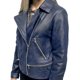 thumbnail image 2 of Chamarra de piel azul estilo biker cruzada para dama Castelli Leather Authentic Elizabeth Biker cruzado, 2 of 4