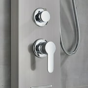 Stainless Steel LED Shower Panel Rain&Waterfall Tower Spa Massage Jets W/Spray