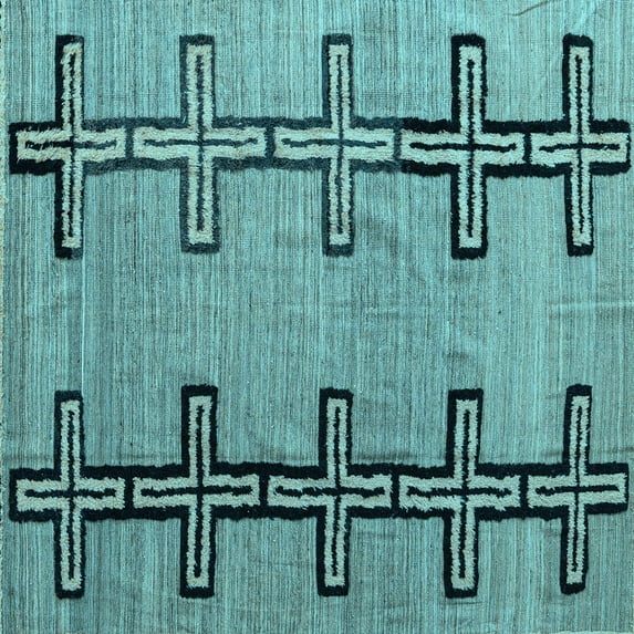 Ahgly Company Indoor Square Abstract Light Blue Modern Area Rugs, 5' Square