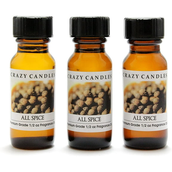 Crazy Candles All Spice 3 Bottles 1/2 FL Oz Each (15ml) Premium Grade Scented Fragrance Oil (Blend of Clove, Cinnamon, and Ginger)