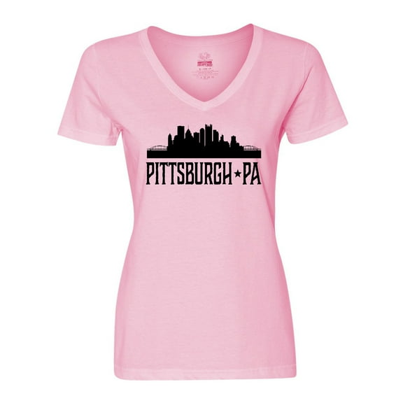 Inktastic Pittsburgh Pennsylvania City Skyline Women's V-Neck T-Shirt