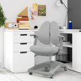 thumbnail image 4 of Gymax Kids Desk Study Chair Adjustable Height Depth w/ Sit-Brake Casters Grey, 4 of 10