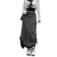 thumbnail image 1 of Women Long Skirt with Adjustable Drawstring, Solid Color Casual Style Loose Summer Clothing, 1 of 9