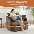 thumbnail image 3 of LITVZ Oversized Swivel Accent Chair with Ottoman Set, Upholstered 360° Swivel Barrel Chair and A half with Ottoman, Extra Wide Seat Lounge for Living Room, Reading, Bedrooms, 3 of 10