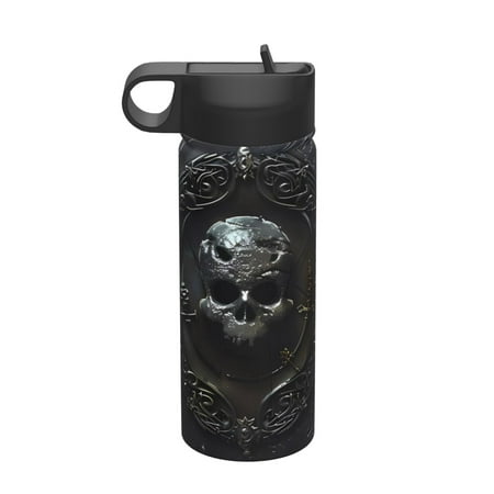 

Goofa Ornate Dark Skull Book for Insulated Kettle 18oz Water Bottle Insulated Tumbler with Handle & Flip Straw - Fits in Cup Holder Leak Resistant Tumbler