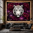 thumbnail image 3 of White Tiger Face Among Dark Roses, Dramatic Vintage Style for Wildlife Lovers, Animal Wall Art, Housewarming Gift, Tapestry Wall Hanging for Bedroom and Living Room, 3 of 3