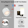 thumbnail image 3 of Fawoonu Wireless Magnetic Wall Lamp with Dual Light Modes, Touch Control, and Remote - Adjustable Brightness, RGB Mood Lighting, Motion Sensor, Timer, and Rechargeable 2000mAh Battery (White), 3 of 6