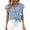 Blue, variant on Women's Tie Front Plaid Shirt Short Sleeve Button Down Top Loose Fit Casual Summer Blouse