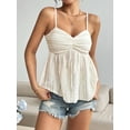 thumbnail image 4 of Womens Summer Spaghetti Strap Sexy Lace Trim Peplum Tank Top Backless Going Out Crop Tops for Women, 4 of 6
