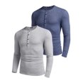 thumbnail image 5 of COOFANDY Men's 2 Pack Henley Shirts Long Sleeve Slim Fit Casual T-Shirt Lightweight Button Soild Basic Tees, 5 of 10