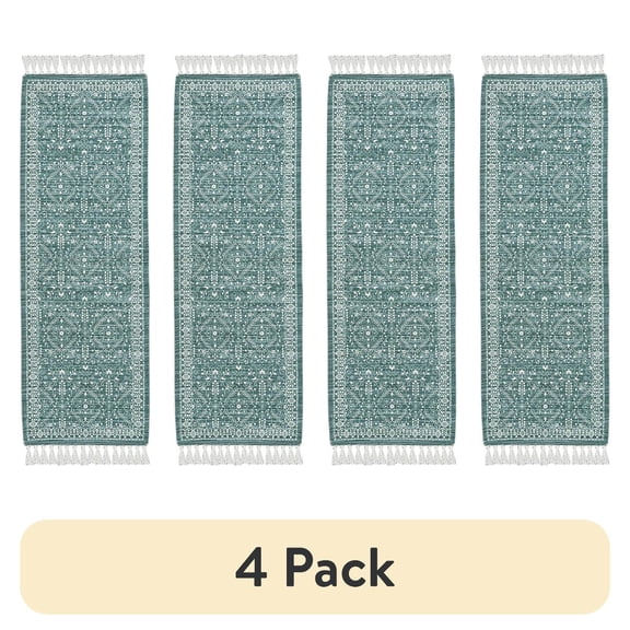 (4 pack) Mainstays Wexford Vintage Indoor Runner Rug, Teal, 20 x 60