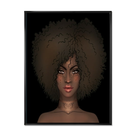 Designart 'Portrait of Afro American Woman III' Modern Framed Canvas Wall Art Print