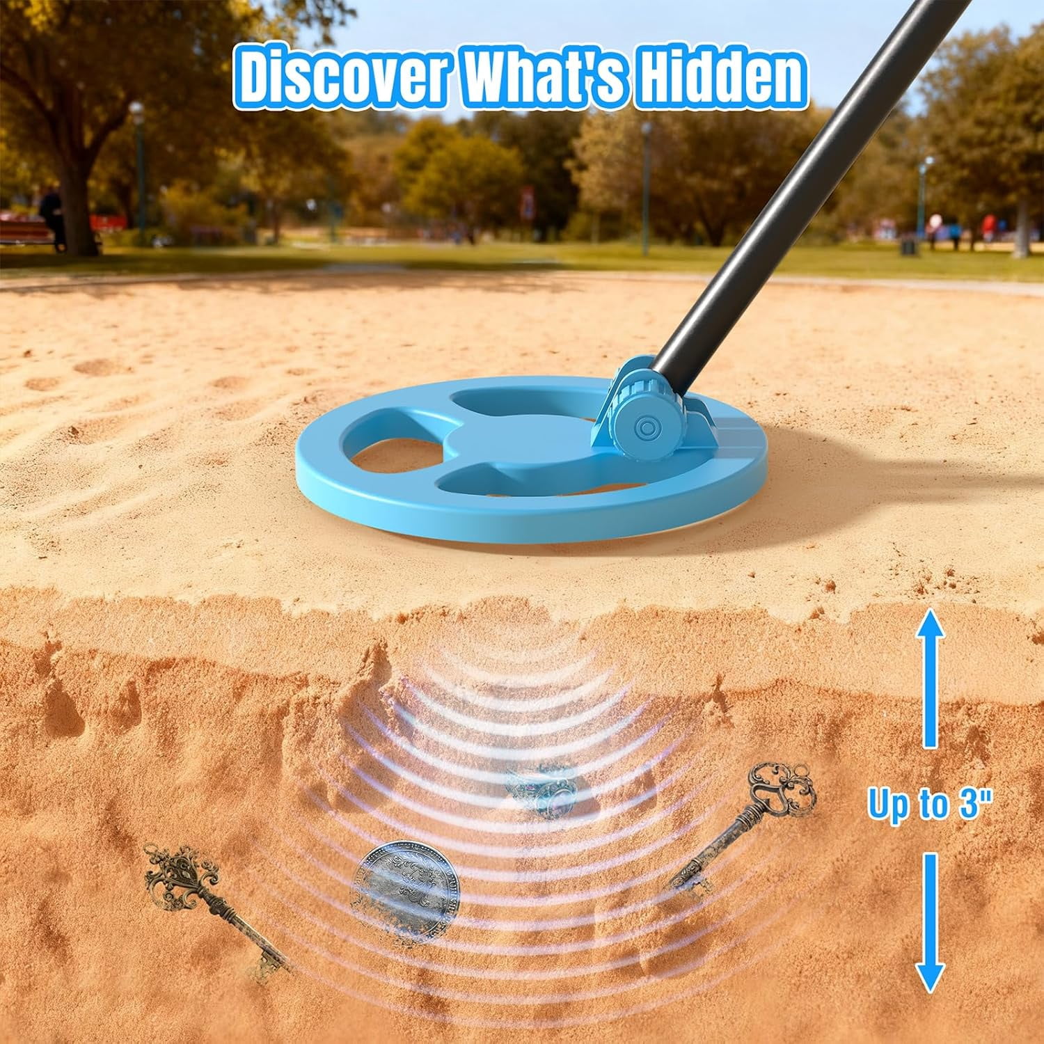 Raddy MD65K Metal Detector for Kids, Adjustable & Lightweight Kids Metal Detector for Treasure Hunting, IPX7 Waterproof 6.5" Coil, Fun LCD Display, for Boys & Girls Ages 3–12, Blue