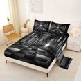 thumbnail image 2 of Castle Fairy Futuristic Cubes Tunnel Queen Sheets 4 Pieces,Geometric Block Queen Sheet Sets,Black Gray,1 Flat Sheet, 1 Fitted Sheet and 2 Pillowcases, 2 of 7