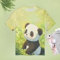 thumbnail image 4 of Cute Panda in Grass Womens Tops Women's Fashion Casual Short Sleeve Flower Print Round Neck Pullover Top Blouse, 4 of 7