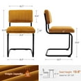 thumbnail image 6 of ONEVOG Velvet Dinning Kitchen Chairs Set of 2, Modern Armless Cantilevered Chairs with Matt Black Metal Legs, Upholstered Dinning Chairs for Kitchen Living Room, Cognac, 6 of 8