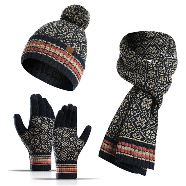 Qarigey Conjunto de bufanda Sombrero de invierno Guantes cálidos Acrílico Diseño engrosado Multifuncional Cabeza Cuello Manos Linda Suavidad Sombreros Tipo 1