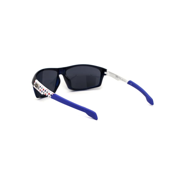 Xloop American Patriotic Print Warp Around Sport Sunglasses Black