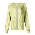 thumbnail image 4 of Rlmidhb Yellow Scrub Jackets for Women Plus Size Button Down Basic Long Sleeve Solid Color Long Nurse Uniform Band Collar Stretch Polyester Lightweight Cotton Nurse Scrubs, 4 of 5