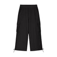 thumbnail image 7 of Cargo Pants for Boys Girls Lightweight Cotton Linen Capris Multi-pockets Elastic Waist Casual Summer Capri Pant (12-13 Years, Black), 7 of 7