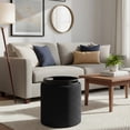 thumbnail image 6 of Aria Home Boucle Storage Ottoman Tufted Seating Accent 17" Round, Black, 6 of 11