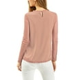 thumbnail image 3 of INSPIRE CHIC Women's Round Neck Casual Blouses Lace Floral Long Sleeve Chiffon Tops S Dark Pink, 3 of 8