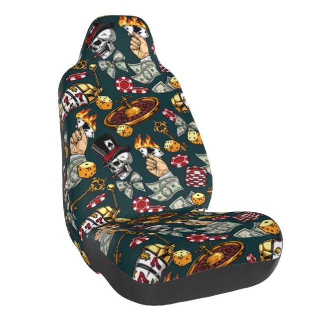 Fotbe Vintage Casino Chips Funda para Asiento de Auto con Estampado – Impermeable y Antisudor – Ajuste Universal, Lavable a Máquina, Antideslizante (1 Pieza)