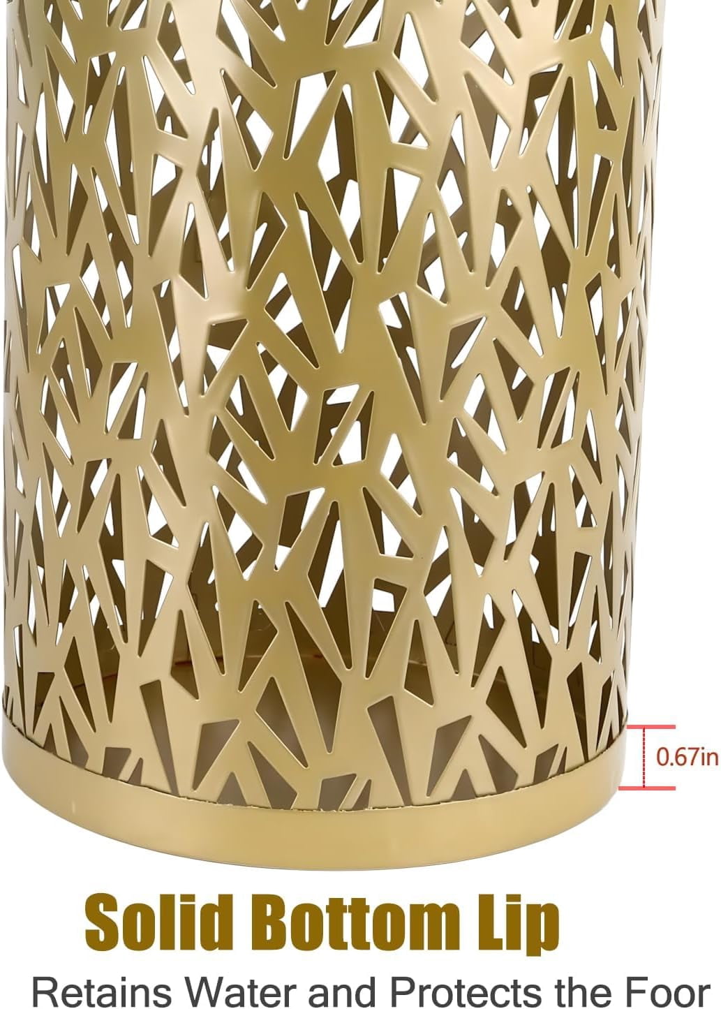 Metal Round Umbrella Stand Rack,Free Standing Umbrella Holder Bin, Canes Walking Sticks Holder for Entryway, Home, Office,Gold
