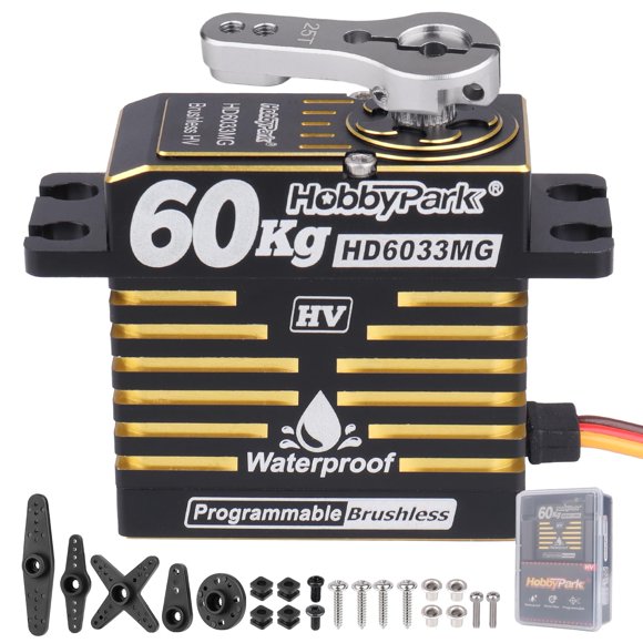 HobbyPark Waterproof 828oz 60KG High Torque Servo Brushless Motor 8.4V HV Servo Metal Gear Digital Servo Programmable for 1/8 1/10 1/12 RC Crawler RC Truck RC Car Buggy
