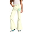 thumbnail image 3 of TGPMGRZ Flare Pants for Girls High Elastic Waist Flare Dress Pants with Pockets (Heart, Girl, 13-14 Years, Beige), 3 of 5