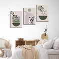 thumbnail image 3 of Sage Green Boho Wall Art Set of 3, Minimalist Beige Green Geometric Mid Century Boho Botanical Canvas Print Wall Art for Bedroom Bathroom Home Kitchen Wall Decor, 12"x16" Framed Ready to Hang, 3 of 6