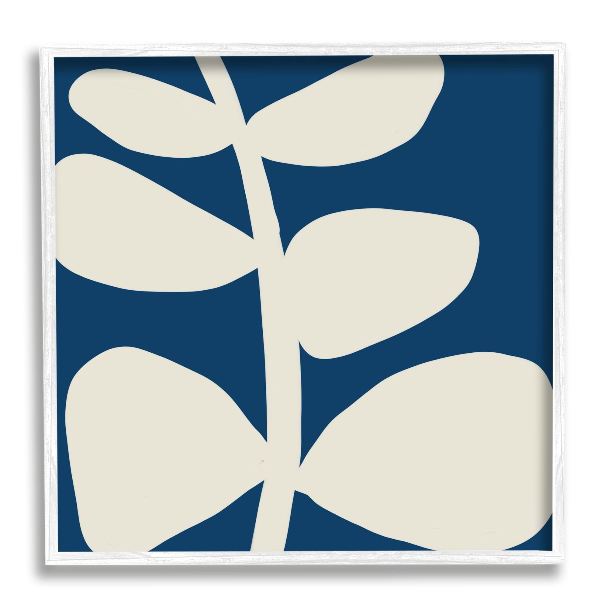 Stupell Industries Close Up Leaf Silhouette Bold Abstract Plant Botanicals Graphic Art White Framed Art Print Wall Art, Design by Deborah Velasquez