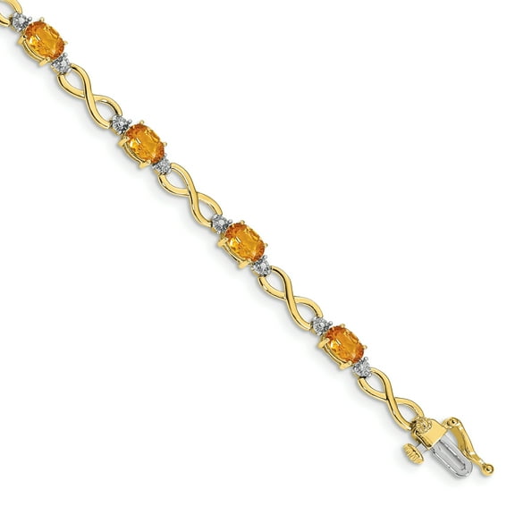 Primal Gold 10 Karat Yellow Gold Citrine Diamond Bracelet