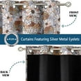 thumbnail image 3 of Vargottam Bold Floral Mosaic Design Blackout Curtains - Set of 2 Panels, 52 x 84 Inches Each - Light Blocking & Thermal Insulated Drapes with Grommet Top for Bedroom & Living Room - Brown, 3 of 9