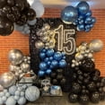thumbnail image 3 of Kit de Guirnalda Arco de Globos Azul Metalizado y Negro, Globo Azul Metalizado Plateado para Cumpleaños, Novia, Revelación de Género, Graduación, Fiesta de Bodas, 3 of 4