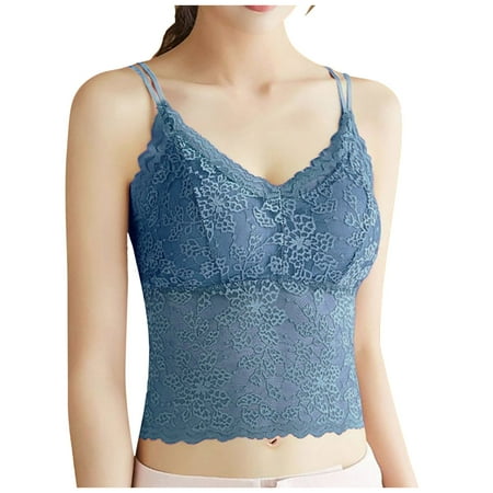 Youmylove Women Summer Tank Top Lace Bra V Neck Camisole Lingerie Slim Shoulder Strap Strapless Slim Fit Vest Dressy Casual Blouse
