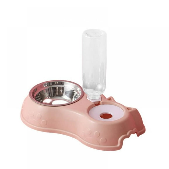 Pet Dogs Cats Food Water Feeder Bowl 2 in 1 Water Food Bowl Anti Spill Stable Design Separation Double Bowls with Automatic Water Dispenser Pet Food Water Dish for Cats Small Dogs and Pets