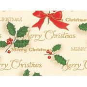 Pack of 1, Scripted Holly Gift Wrap 24" x 417' Gift Wrap Half Ream Roll for Holiday, Party, Kids' Birthday & Special Occasion Packaging