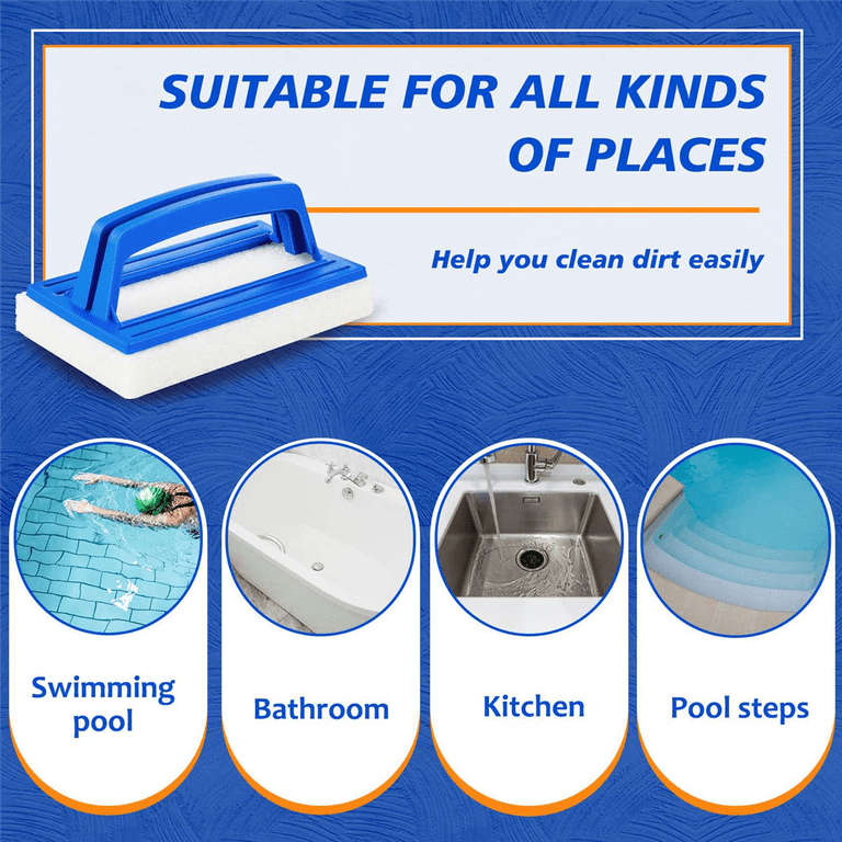 Non-scratch Scrubber 2-Pack Handheld Sponge Pool Brushes - Heavy Duty Scouring Pads For Tile & Vinyl Grout Brush