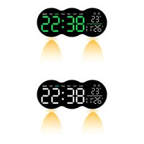 Unique Bargains 2 Pcs LED Digital Wall Clock with Large Display 11 Inch White/Green