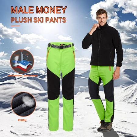 guisaled Men s Snow Pant Snow Waterproof Insulated Softshell Ski Pants Windproof Warm Fleece Lined Winter Outdoor Snowboard Pant