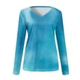 thumbnail image 4 of Zpanxa Women Long Sleeves Shirts V-Neck Loose Fit Fall Tunic Top Women Fall Tops Blue XXL, 4 of 5