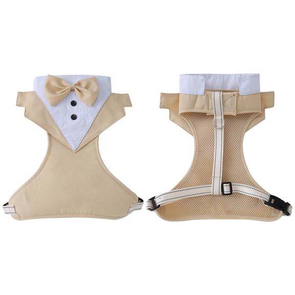 Dog Formal Harness Vest with Bow Tie, Adjustable Pet Gentleman Outfit for Wedding, Party & Holiday Occasions, (Black L)