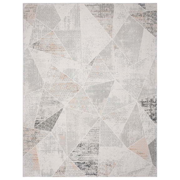 LR Home Martha Elryn Gray/Cream Contemporary Geometric Polyester Area Rug, 5'3" x 7'3"